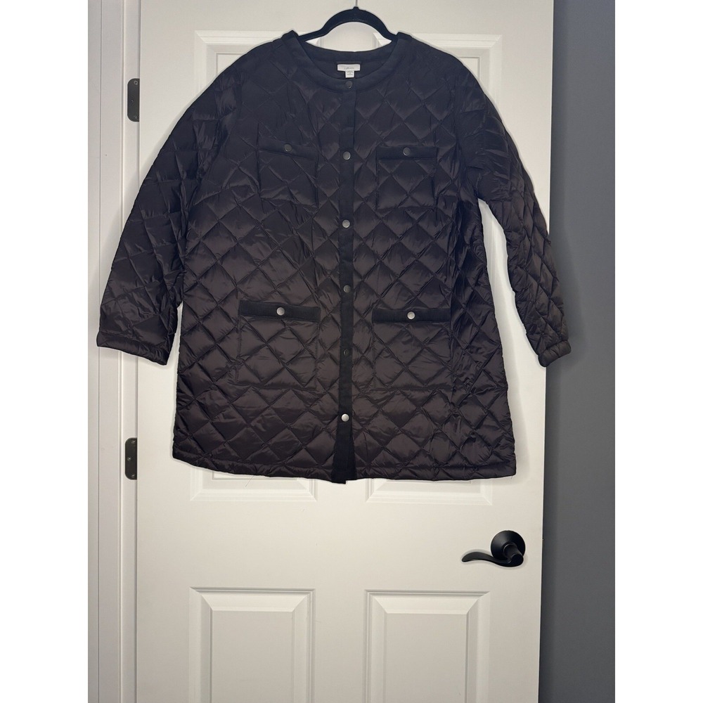J Jill Down Quilted Jacket Espresso 1x Corduroy Trim New With Tags Msrp 209